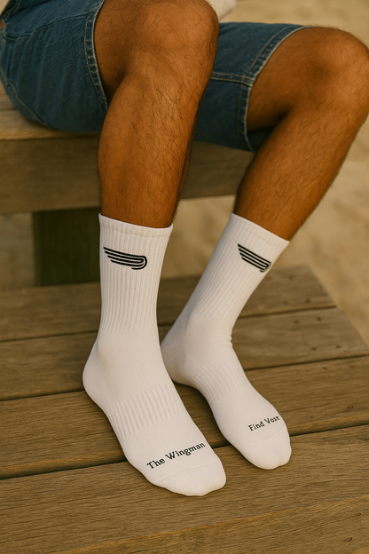 Wingman Classic Crew Socks – White